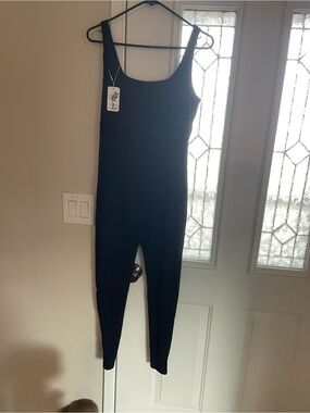 Everyday Black Scoop-Neck Stretch Jumpsuit